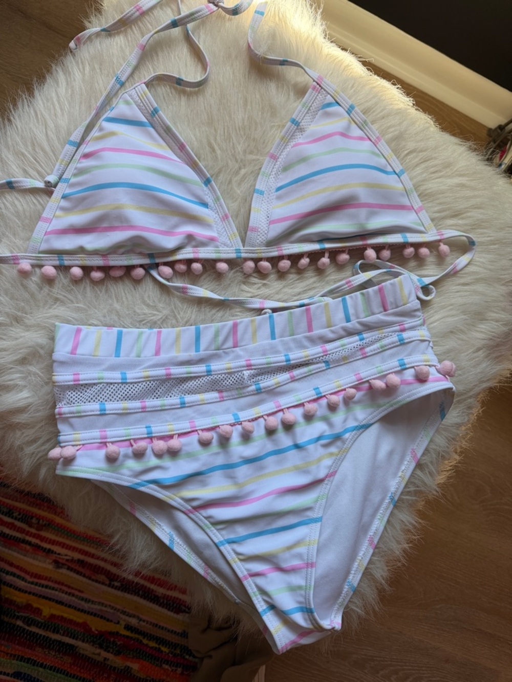 Pink Lily Pom Pom Colorful Bikini